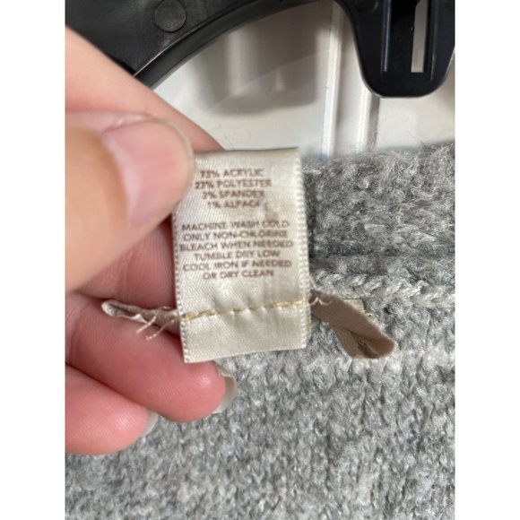 Loft Women's X-Small Grey White Stripe Fuzzy Open Front Cardigan Oversized - Picture 7 of 7